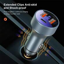 Maerknon 1PC 80W Silver USB Car Charger With LED Display 3 Ports PD Type C Fast Charge Charger In Car QC3.0 Car Charge Adapter Compatible With IPhone 15 Mobile Phone Quick Chargers Cigarette Lighter Car Charger - Silver - View 11