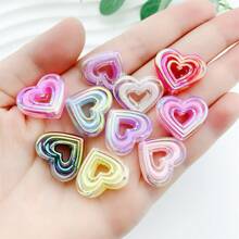 10 顆壓克力 Ab 顏色愛心型 Diy 珠寶珠,顏色隨機