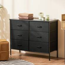 Sweetcrispy Dresser For Bedroom, 6 Drawers Dressers And Chests Of Drawers, TV Stand For Bedroom With Fabric Drawers, Kids Dresser Fabric Storage Dresser For Living Room