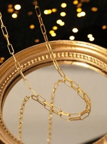 FOREVER QUEEN 925 Sterling Silver Paperclip Chain Necklace Minimalist Necklace Simple Long Chunky Link Necklace Jewelry Gift For Women Girls Holiday