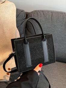 水鑽裝飾時尚肩背包、手提包、斜背包適合女士日常活動,如購物、約會和正式場合