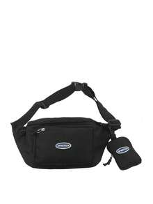 Fashionable Waterproof Nylon Men's Chest Bag 2pcs/set - Black - View 2