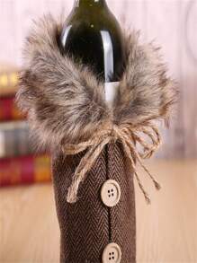 TYFYO 1pc Christmas Wine Bottle Cover Bags Merry Christmas Decorations For Home 2023 Dinner Table Decorations Xmas Ornaments Gift - Linen - View 5