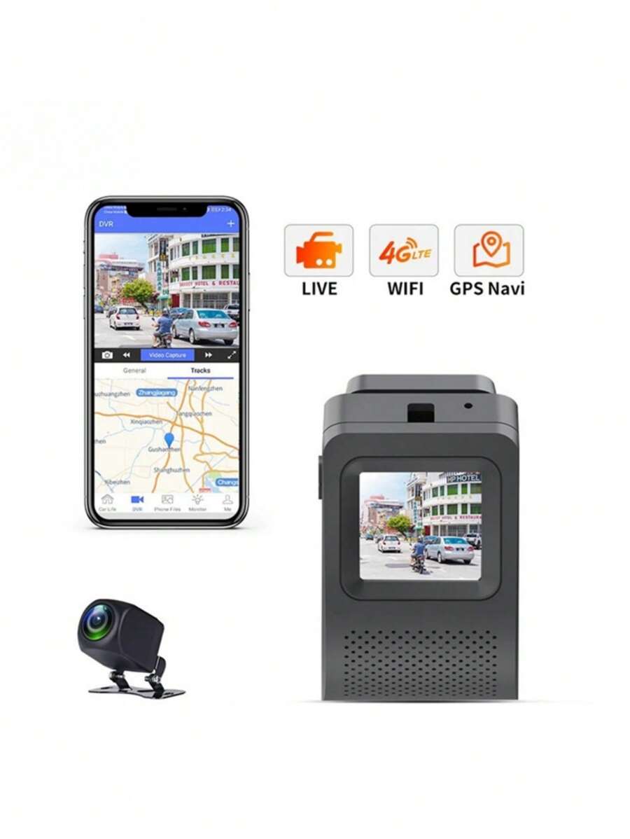 K19 4g Mini Hidden Car Dvr 1080p Fhd Gps Tracking Dual Cameras 4g Wifi Remote Monitoring, Supports Up To 128g Tf Card, Suitable For Any Vehicles - Black - View 1