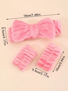 Một Dây buộc tóc Và một cặp Của Dây đeo tay Sự phối hợp Bộ , Tối giản Màu thuần , Mềm mại , Linh hoạt , Thích hợp Đối với Sử dụng hàng ngày , Và Chống ẩm Đối với Tay - Màu Hồng  Dưa hấu - Xem 4