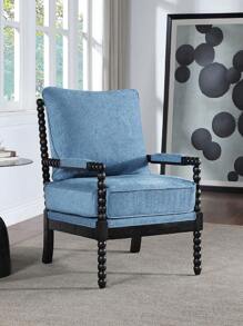 Duhome Linen Fabric,Chenille Spindle Accent Chair Set with Gourd-Shaped Wood Frame
