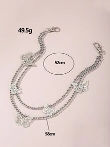 1pc Fashionable Butterfly Design Clothing Accessory Chain For Women - Silver - View 6