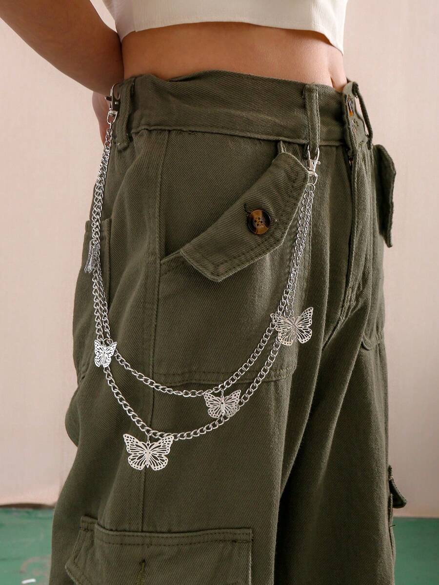 1pc Fashionable Butterfly Design Clothing Accessory Chain For Women - Silver - View 1