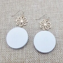 1對簡約時尚金屬木質吊墜耳環,經典風格,適用於女士日常配飾