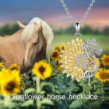 1 件時尚創意向日葵和馬形鋅合金吊墜項鍊,適合女士作為節日禮物或日常佩戴