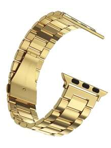 1pc Unisex Business Metal Watch Band, Compatible With Apple Watch 42mm, 38mm, 40mm, 41mm, 44mm, 45mm, 46mm, 49mm, Fashionable Smartwatch Replacement Strap For Apple Watch Series Ultra2, Ultra SE2, SE 11, 10, 9, 8, 7, 6, 5, 4, 3, 2, 1, Suitable As Student Back-To-School Gift - Gold - View 7