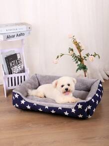 PETSIN 1個四季藍色星紋保暖透氣寵物床,適合小型,中型和大型貓狗 - 藍色 - 查看 10