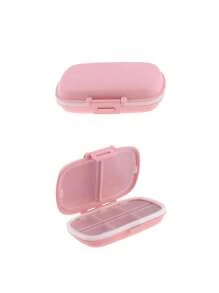 1pc Portable Solid Color Sealed Pill Box Pill Case Pill Organizer Pill Container For Travel Outdoor for Men and Women Student Travel Accessories Dorm Essentials - Pink - View 3