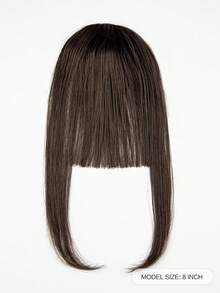 Synthetic Bangs Straight Strip Dark Brown/light Brown 8inch Suitable For Daily Wear And Commuting - Brown - View 4