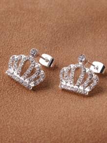 1 对水钻皇冠耳钉，多种颜色可选，女士情人节耳环、妈妈、母亲、母亲节、礼物 - 銀色 - 查看 3