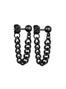 Personalized Dangle Earrings For Pierced Ears, Popular Ear Clips & Earrings For Men And Women - Black - View 1