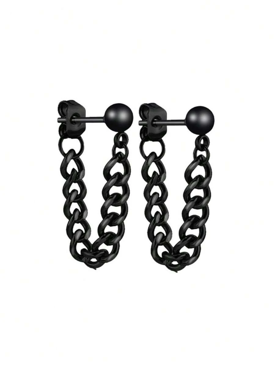 Personalized Dangle Earrings For Pierced Ears, Popular Ear Clips & Earrings For Men And Women - Black - View 1