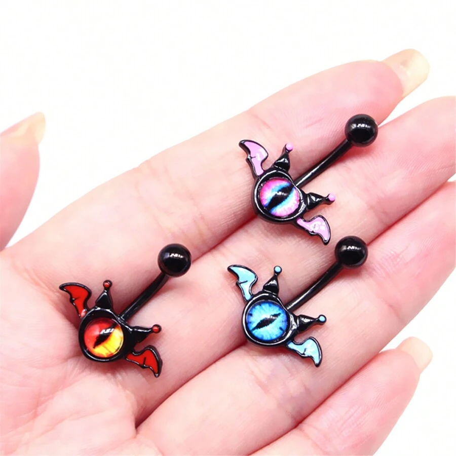Bat Shaped Glow In The Dark Belly Button Ring Navel Piercing Jewelry - Red - View 1