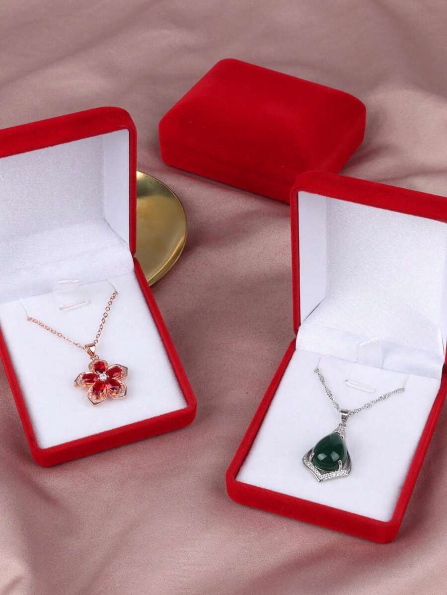 1pc Simple And Stylish Velvet Necklace Storage Box Suitable For Daily Jewelry Storage, Festival Gift Packaging