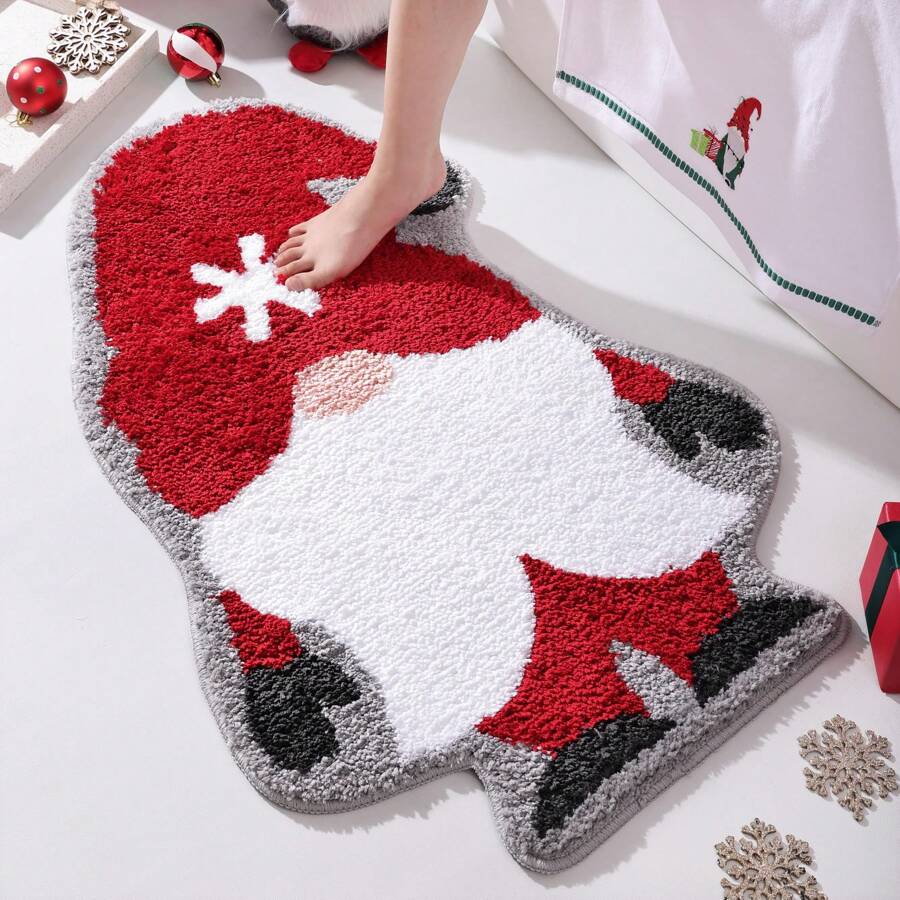 DeramHy home DeramHy Zuhause Tomte Weihnachtsdekoration Badezimmer Teppich, Tomte Willkommens Matte Rutschfest Waschbar Badewannen Teppich Badezimmer Wanne Küche Teppich Deko: [Vielfältige Einsatzmöglichkeiten]: Dieser winterliche Weihnachtsrund-Teppich kann als Küchenvorleger, Türmatte, Haustürmatte und lustiger Küchen-Fußabtreter verwendet werden. Diese süße Willkommens-Matte kann auch ein Weihnachtsgeschenk für Freunde und Familie sein. Badezimmer Boden Teppich Outdoor Teppich Türmatte Sommer Badezimmer Accessoires Schulanfang