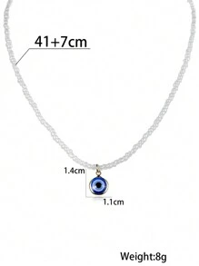 1 Miếng Phong cách Bohemian Mắt ác Vật rủ xuống Trắng Hột Hạt Của phụ nữ Dây chuyền Thích hợp Đối với Mặc hàng ngày - trắng - Xem 6