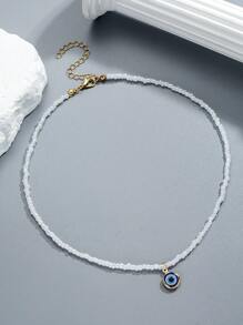 1 Miếng Phong cách Bohemian Mắt ác Vật rủ xuống Trắng Hột Hạt Của phụ nữ Dây chuyền Thích hợp Đối với Mặc hàng ngày - trắng - Xem 2