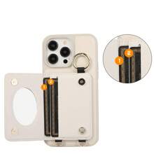 1 Miếng Vải Kẻ sọc Kết cấu chất liệu da PU Ốp lưng & bao da điện thoại Với Thẻ Túi , Ngón tay Nhẫn Và Dây buộc Đối với iPhone - trắng - Xem 7