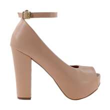 Peeptoe Feminino Meia Pata Salto Grosso Nude JL Calçados ER245