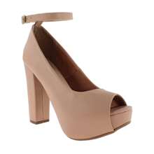 Peeptoe Feminino Meia Pata Salto Grosso Nude JL Calçados ER245