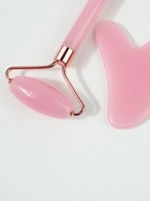 2 件树脂按摩滚轮套装 - 双头按摩滚轮 + 按摩刮痧板，眼部和面部按摩，面部按摩工具，信封袋包装 - 粉色 - 查看 6