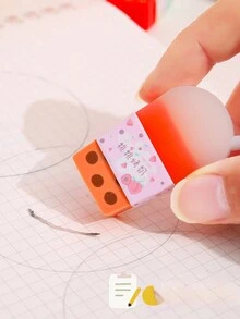 3 Piezas Borrador Con Forma De Té Con Con Dibujos Animados Al Azar, Color Caramelo, Fácil De Limpiar, Adecuado Para Estudiantes De Primaria - Multicolor - Ver 4