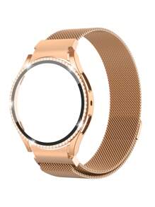 Set combinado de 2 en 1 de pulsera y carcasa compatible con Samsung Galaxy Watch 4, 5, 6 y 7 de 40/44MM. Pulsera de estilo milanés casual y de negocios, con carcasa de alambre trenzado de acero inoxidable y cierre magnético. Carcasa integrada anti-caída y resistente a arañazos de PC y cristal templado, compatible con Samsung Galaxy Watch 40/44MM. Pulsera y carcasa de moda y fácil de usar para mujeres.