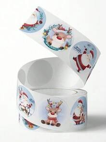 500 件/卷卡通聖誕禮物標籤、自黏標籤貼紙用於讚美、繪畫和禮物、聖誕派對用品