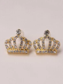 1 对水钻皇冠耳钉，多种颜色可选，女士情人节耳环、妈妈、母亲、母亲节、礼物 - 銀色 - 查看 5