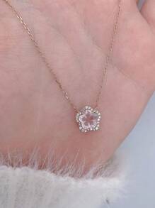 1 Miếng Tươi Và Phong cách ngọt ngào Pha lê hồng Hoa anh đào Cây hình Bạc 925 Dây chuyền Đối với phụ nữ - Nhiều màu - Xem 4