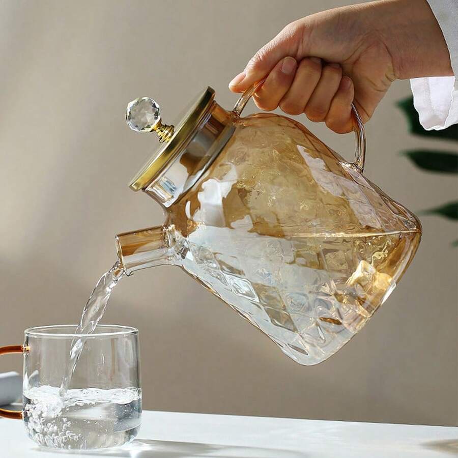 Glass Teapot Stovetop & Microwave Safe Water Jug, Glass Borosilicate