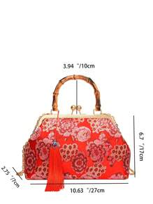 防水复古亚克力手提小方包新款夹扣流苏单肩链条女式斜挎包百搭晚宴刺绣旅行手机包