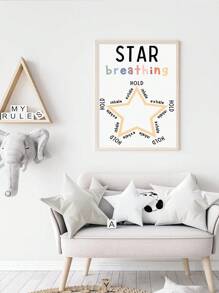 1張星空呼吸海報,冥想角落,呼吸技巧,幼兒園裝飾,學校輔導員禮物,畫布印刷,無框