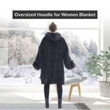 超大尺寸超柔軟連帽毛毯，可穿戴毯子適用於室內和室外，加厚、防風保暖，非常適合懶散的日子和露營之旅