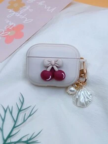 1pc Cherry Shaped Earphone Case Compatible With Airpods Pro/Pro2, 3, 2/1 - Apricot - View 6