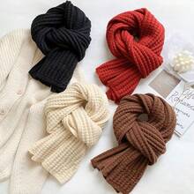 1條黑色ins風哈拉機厚針織圍巾,女性冬季保暖且時髦,適用於秋冬季節 - 黑色 - 查看 4