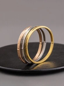 1 chiếc vòng tay kiểu dáng tối giản cổ điển bằng thép không gỉ mạ vàng, khắc số La Mã, khóa hình bầu dục, phù hợp cho cả nam và nữ, đeo hàng ngày. - chữ số La Mã - Xem 3