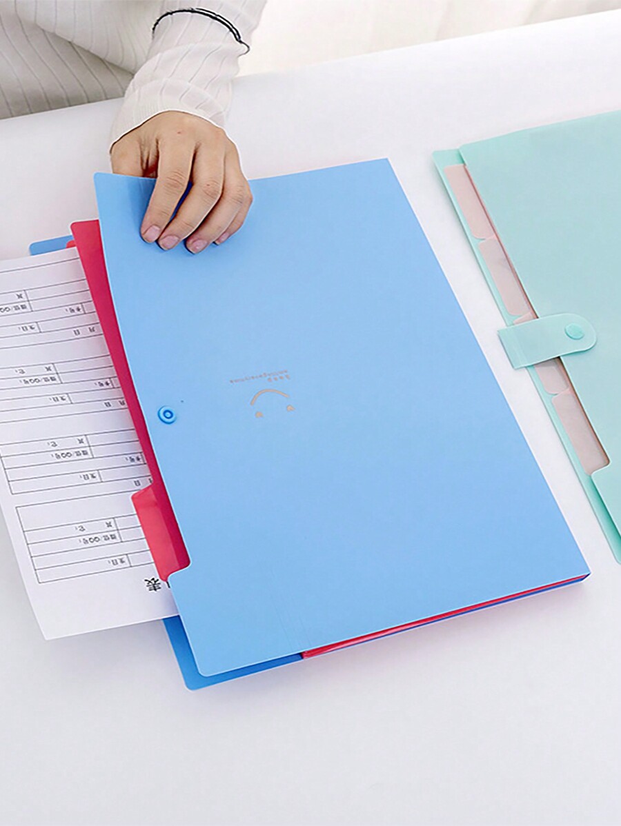 Students' Multilayered File Folder With Korean Style Face Design, A4