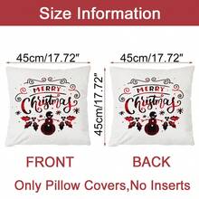 1入組雙面印刷聖誕主題坐墊套,卡通風格方形桃皮裝飾枕套,不含填充物,適用於冬季聖誕沙發,臥室和客廳裝飾