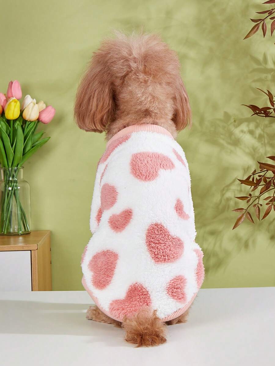 1pc Cartoon Heart Pattern Warm Pet Sweatshirt, Suitable For Cats And Dogs - Multicolor - View 1