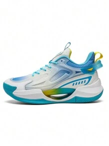 透氣男籃球鞋訓練戶外運動比賽防滑減震情侶鞋亮麗新款設計 - 藍白色 - 查看 6