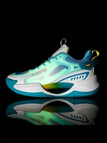 透氣男籃球鞋訓練戶外運動比賽防滑減震情侶鞋亮麗新款設計 - 藍白色 - 查看 4