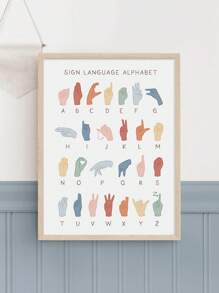 1 tấm áp phích trang trí lớp học bằng ngôn ngữ ký hiệu Mỹ màu cầu vồng, tranh tường chữ cái ASL, trang trí trường học tại nhà, có thể tháo rời và tái sử dụng, không có khung, vải bạt - Nhiều màu - Xem 6
