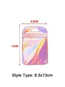 50pcs Rainbow Packing Bag Translucent Self Seal Pouches Iridescent Laser Zipper Bags For Glitter Charms Jewelry Earring Packaging