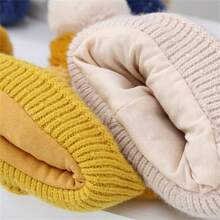 嬰兒耳保護帽,毛絨球針織帽,幼兒園男女孩冬季保暖帽